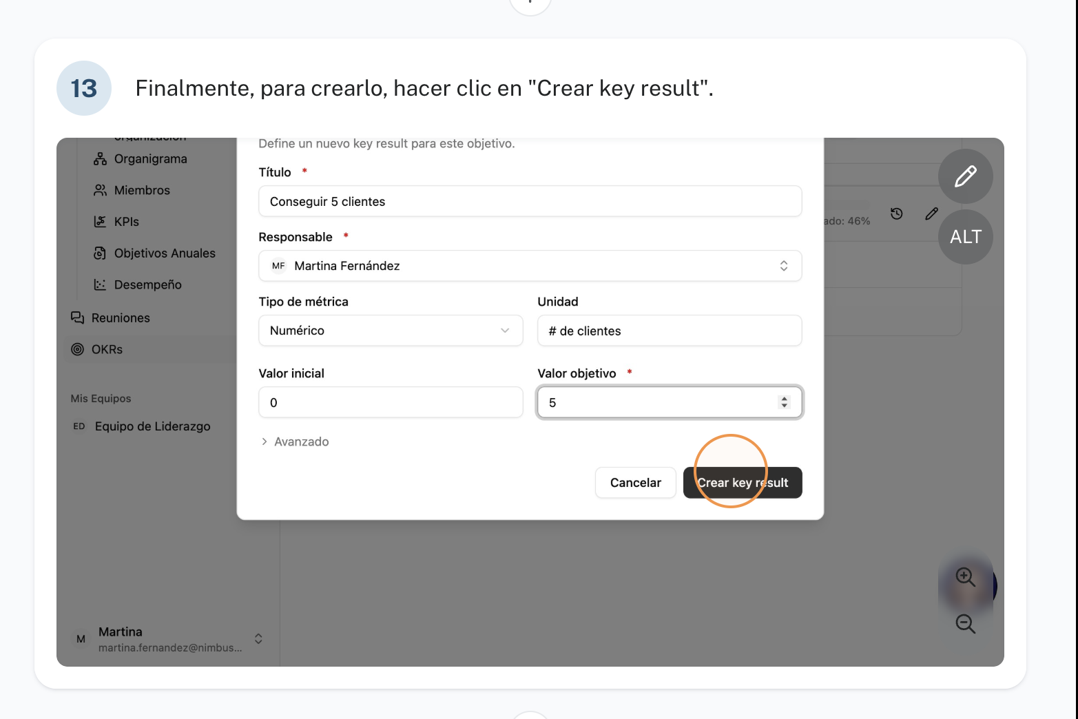 Cómo crear un OKR: el objetivo y sus key results: paso 13