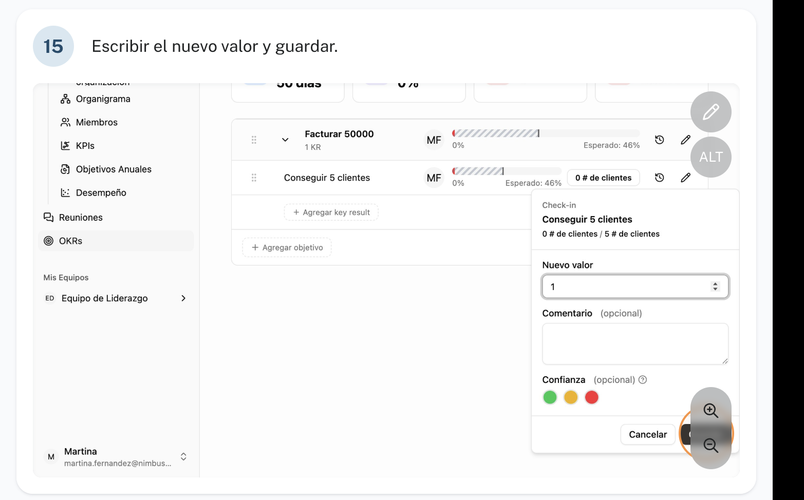 Cómo crear un OKR: el objetivo y sus key results: paso 15